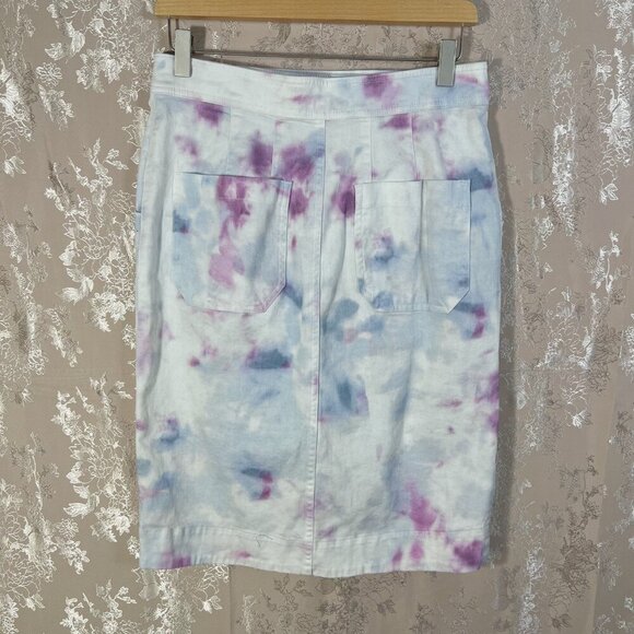 Anthropologie Kimmie Tie-Dyed Tulip Skirt Blue and Purple Denim Midi Size 4 - Picture 5 of 8